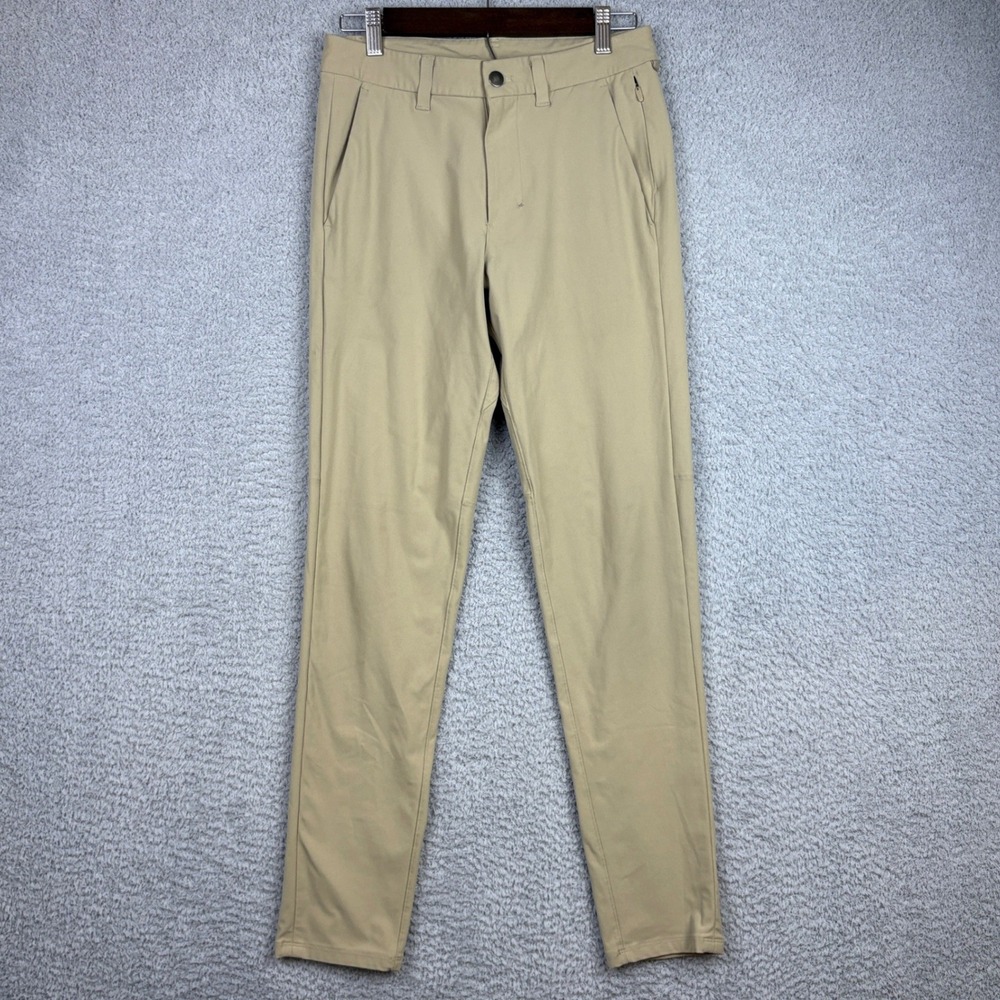 Lululemon Commission Pants Men 28x30 Tan Warpstreme Slim Fit Golf Chino Trousers